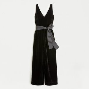 J Crew V-Neck wide-leg velvet jumpsuit
